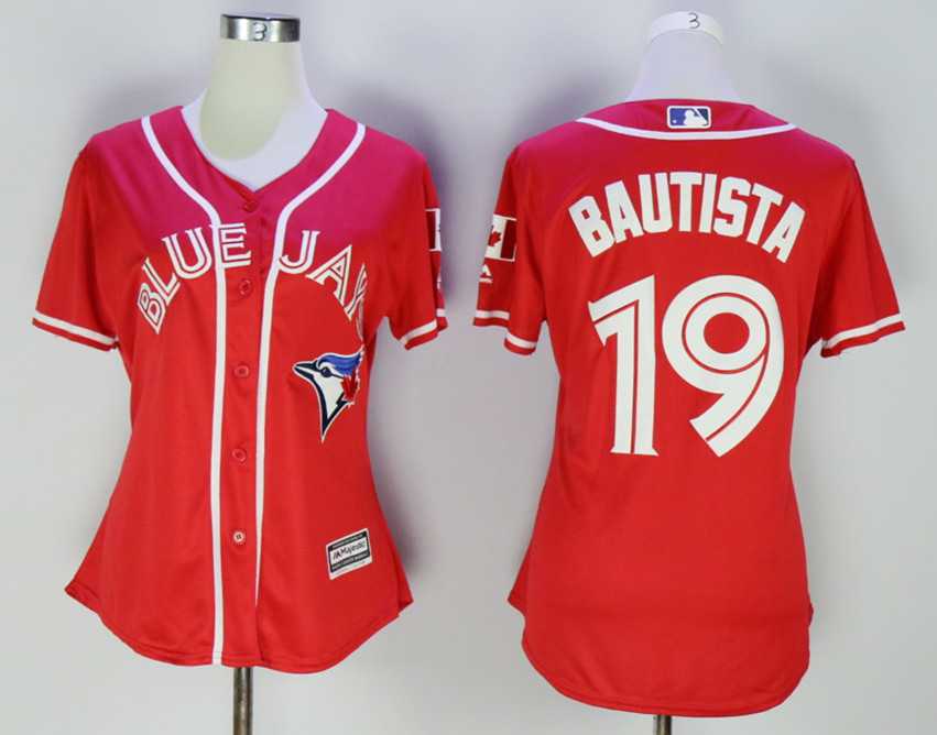 Women Toronto Blue Jays #19 Jose Bautista Red Alternate New Cool Base Jersey,We sell and wholesale Women Toronto Blue Jays #19 Jose Bautista Red Alternate New Cool Base Jersey on line form chian!